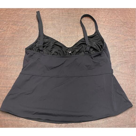 Coco Reef 34DD Black Tankini Top Embroidered Sequin Blue Floral Adjustable Strap - Picture 2 of 9